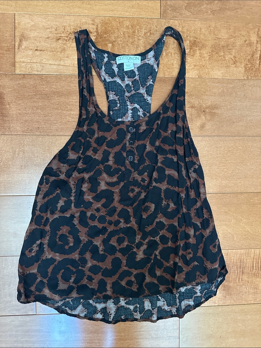 Cotton On Black and Brown Leopard Print Racerback Tank